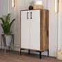 Hanah Home Zapatero Nogal y Blanco 60x111x35 cm. Mueble Organizador con Estantes.